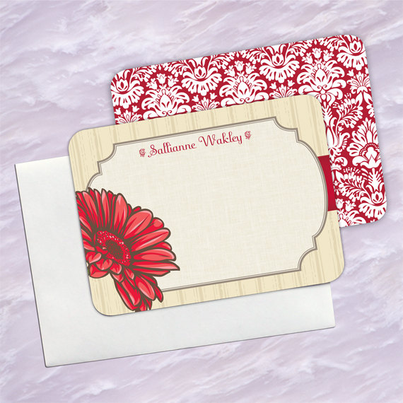 personalized notecards, set of 16 notecard set, thank you cards, girlfriend gift, personalized stationery, daisy notecard sets, NS135