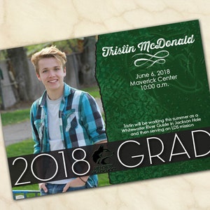 graduation invitations, green graduation invitations, college graduation announcements, doctorate graduation, graduation photo, IN571 image 1