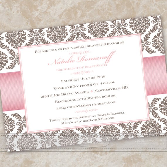 bridal shower invitations, wedding shower invitations, rose quartz bridal shower invitations, rose quartz wedding invitations, IN490