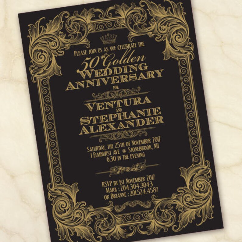 50th anniversary party formal anniversary party IN643 golden wedding anniversary golden wedding celebration 50th wedding anniversary