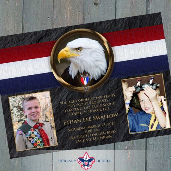 Eagle Scout court of honor invitation, single sided invitation, Boy Scouts of America invitation, Court of Honor, BSA0301