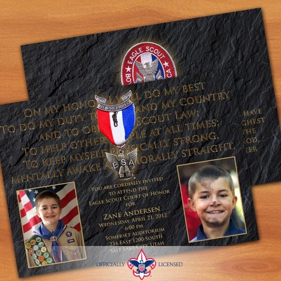 Eagle Scout court of honor invitation, double sided invitation, trail to eagle, BSA invitation, BSA0101