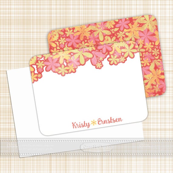 personalized notecards, notecard set, floral notecard set, thank you cards, girlfriend gift, personalized stationery, NS128