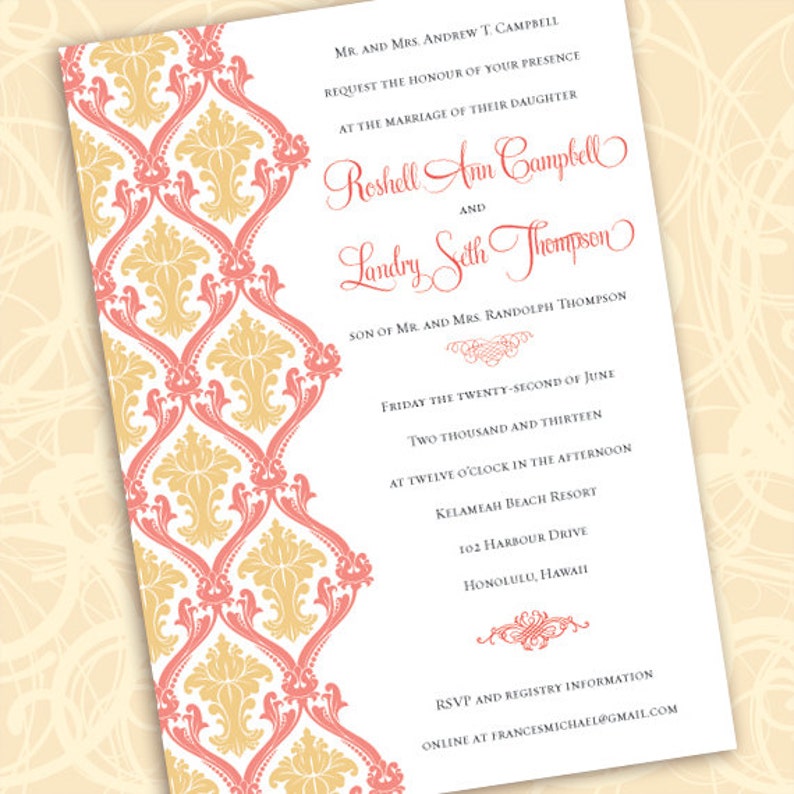 wedding package bridal shower invitations wedding invitations coral wedding invitations IN505 coral bridal shower invitations