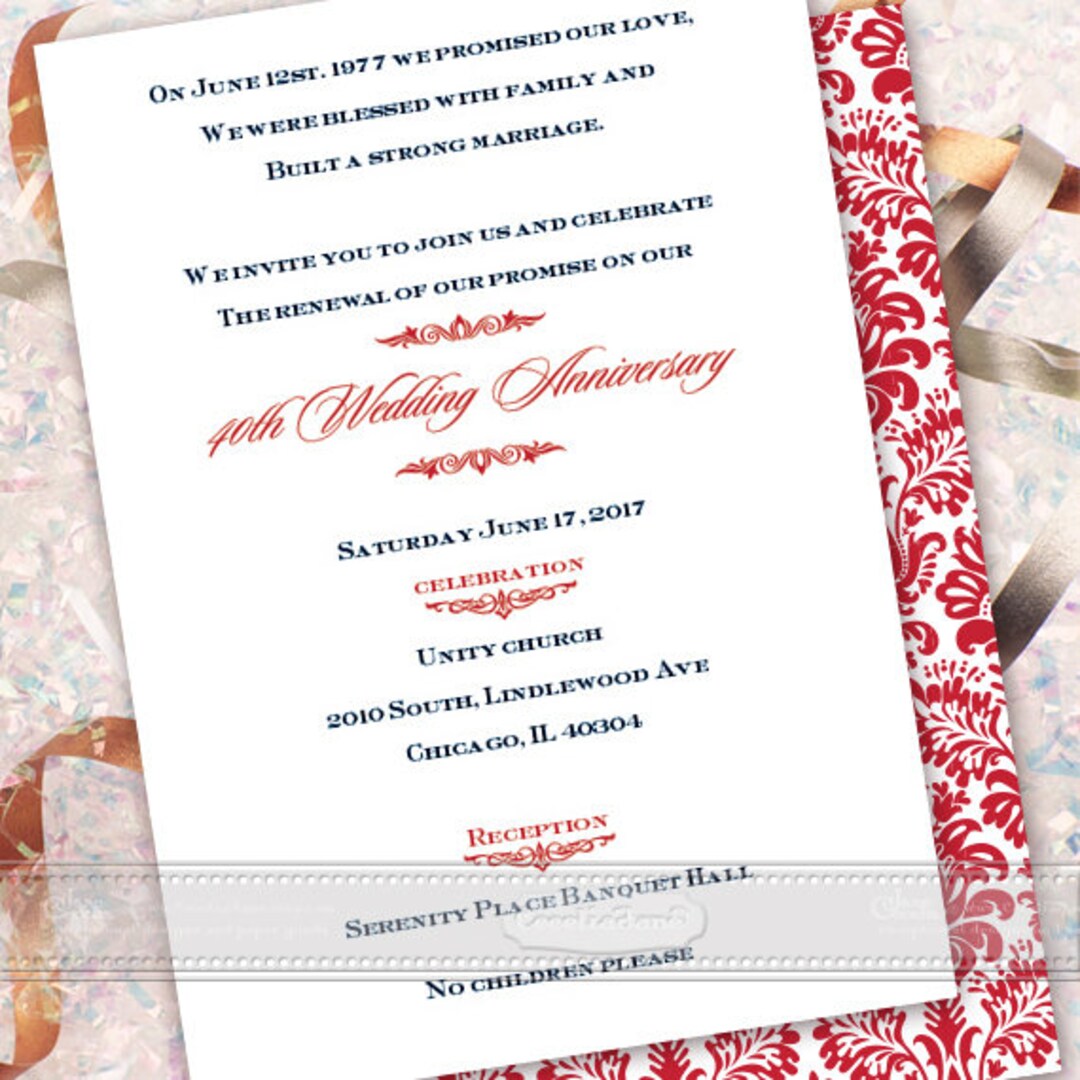 Wedding Invitations 40th Anniversary Party Invitations 50th - Etsy