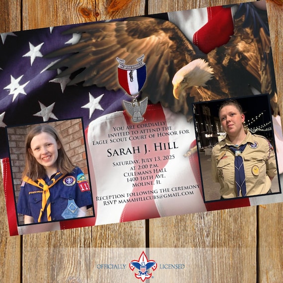 Citizenship Eagle Scout court of honor invitation, single sided, Scouting America invitation, Court of Honor, BSA0801
