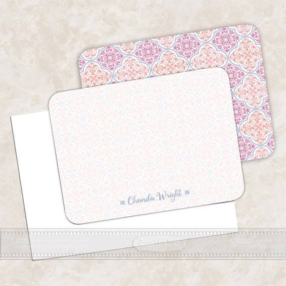 personalized notecards, notecard set, thank you cards, teacher appreciation gift, personalized stationery, pink notecard set, NS138