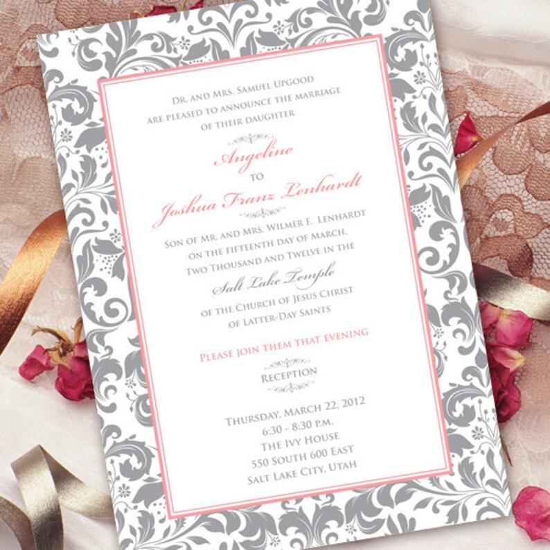 Wedding Invitations Bridal Shower Invitations Silver Bridal Etsy