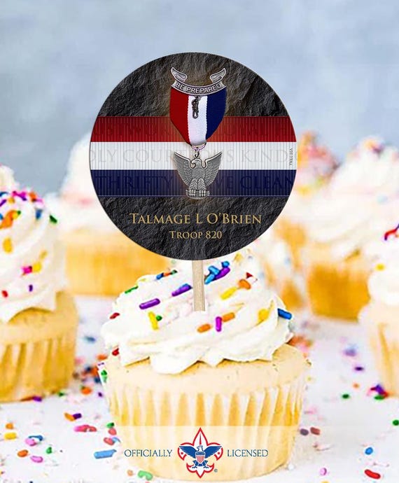Courageous Eagle Scout cupcake toppers, Court of Honor, custom cupcake toppers, BSA0314A
