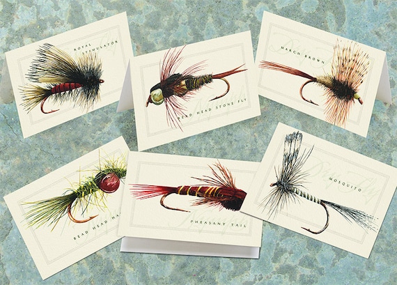 thank you cards, best man gifts, outdoors cards, fly fishing notecard set, fly fishing thank you cards, fly fisherman gift, fathers day gift