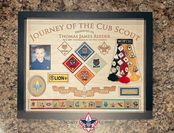 Honor the Achievement - Journey of the Cub Scout Plaque, 11x14 wood plaque, Customized, Arrow of Light, Cub Scouts, BSA1414