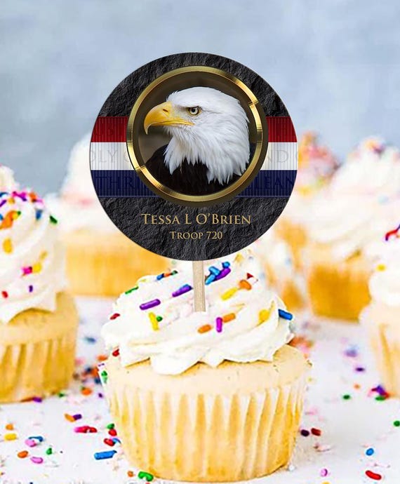 Courageous Eagle cupcake toppers, Court of Honor, custom cupcake toppers, BSA0314B