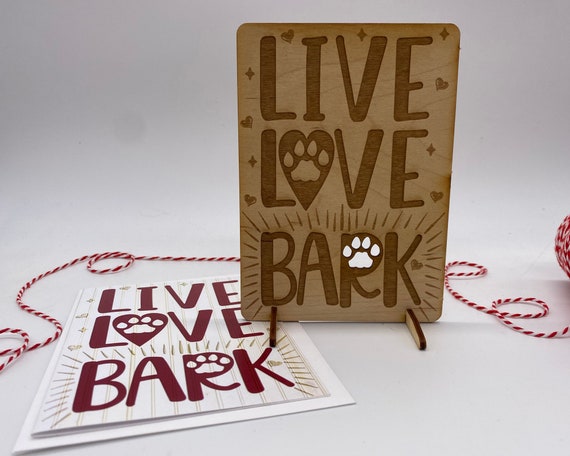 wood card, laser engraved card, Valentines Day card, I love you, live love bark, Happy Valentines, BLP2200
