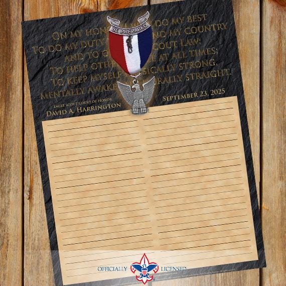 Sign-In Sheet, Eagle Scout Court of Honor, Customized, Court of Honor, BSA, BSA0105