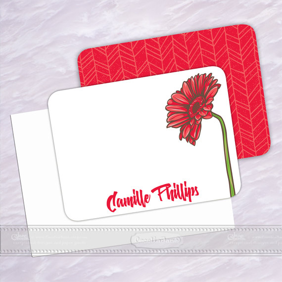 personalized notecards, notecard set, thank you cards, teacher appreciation gift, personalized stationery, daisy notecard sets, NS134