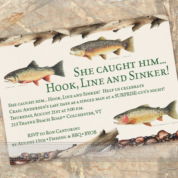 Fishing Wedding Invitation Etsy