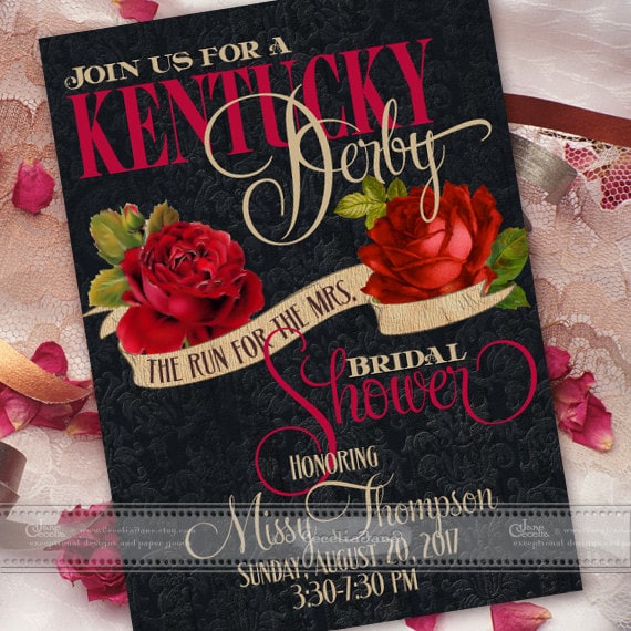 bridal shower invitations, Kentucky Derby bridal shower invitation, rose bridal shower invitation, Kentucky Derby wedding invitation, IN531