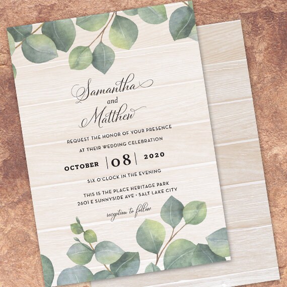 wedding invitations, eucalyptus wedding invitations, greenery wedding invitations, botanical wedding invitations, foliage wedding, IN700