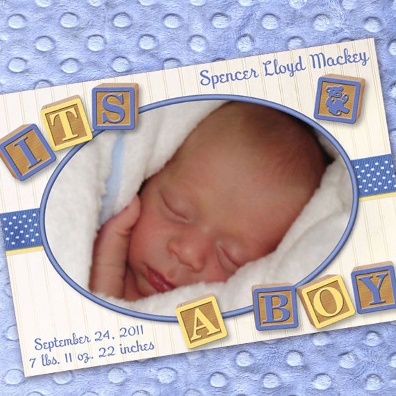 Baby boy announcement it�s a boy announcement blue baby Etsy