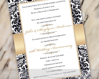 50th wedding anniversary invitation, 60th wedding anniversary, golden anniversary invitation, anniversary party invitation, IN494