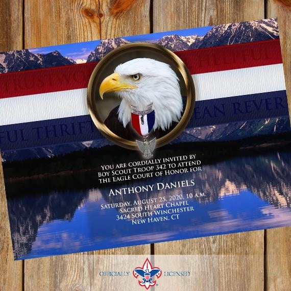 Eagle Scout Court of Honor invitation, double sided, Boy Scouts of America invitation, Tetons, Scouting America Invitation, BSA0601