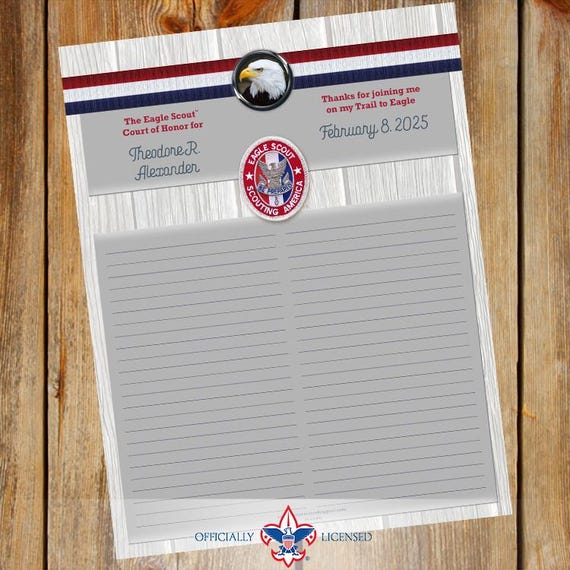 Sign-In Sheet, Eagle Scout Court of Honor, Customized, Court of Honor, BSA, BSA0705