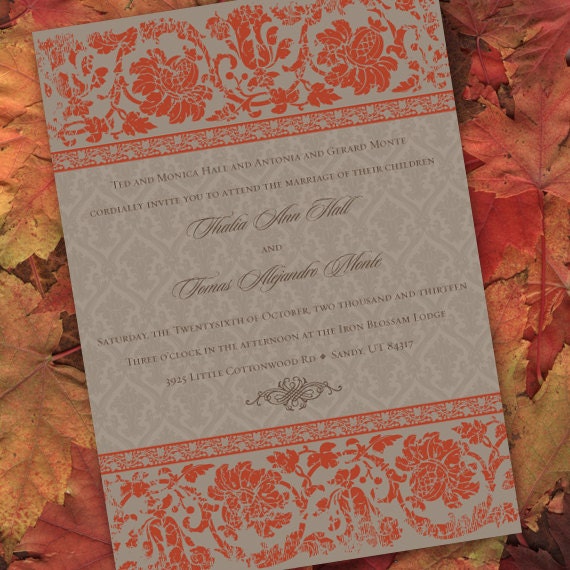 wedding invitations, bridal shower invitations, pumpkin wedding invitations, pumpkin bridal shower invitations, wedding package, IN221.2