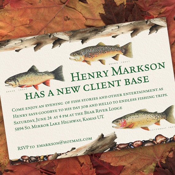 Retirement Party Invitations Fishing Retirement Party Etsy