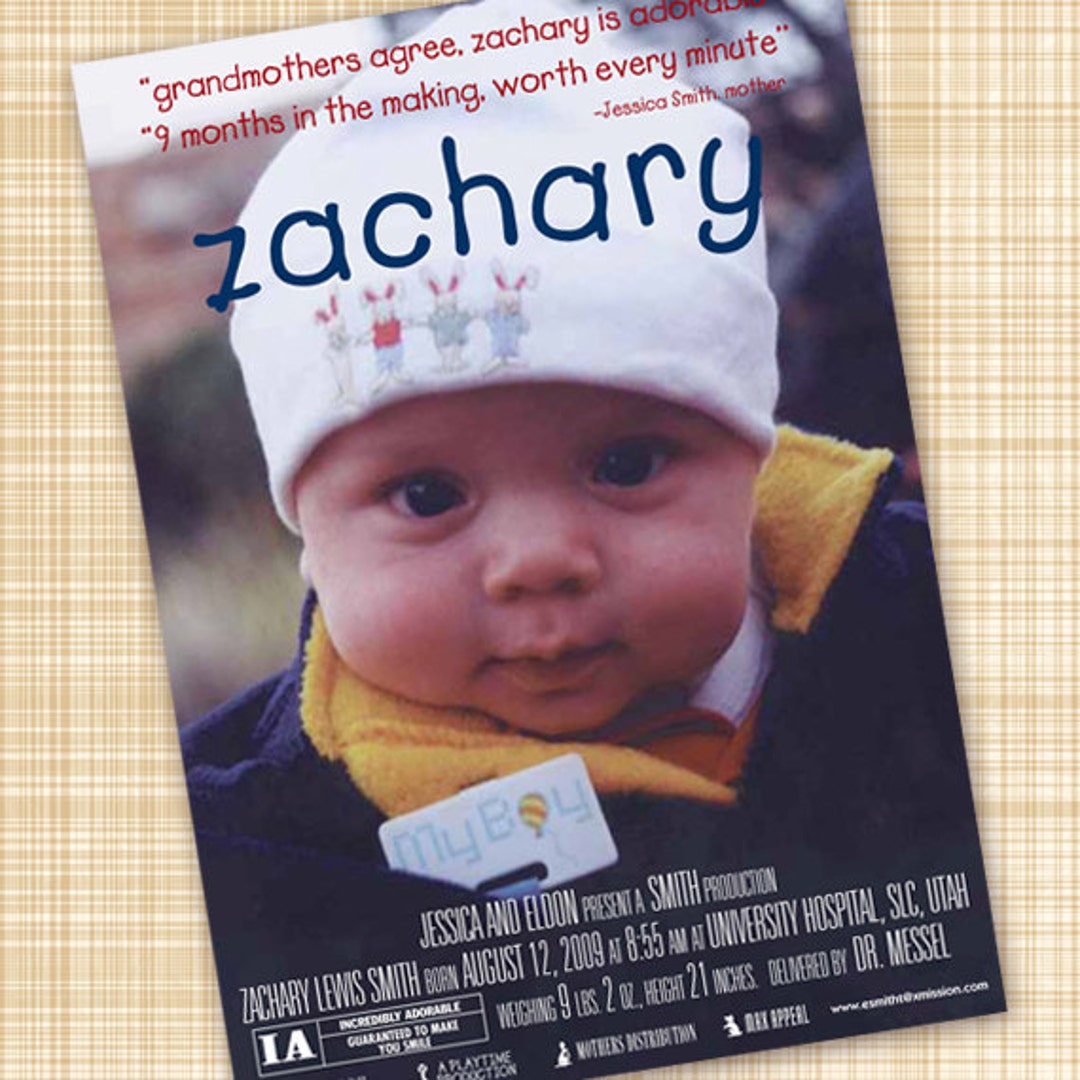 Baby Shower Invitations, Baby Announcement, Movie Poster Baby Announcement, Movie Poster Baby