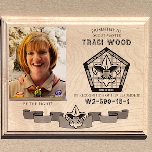 Scoutmaster commemorative plaque, Scoutmaster plaque, Scout leader plaque, Woodbadge plaque, BSA1422