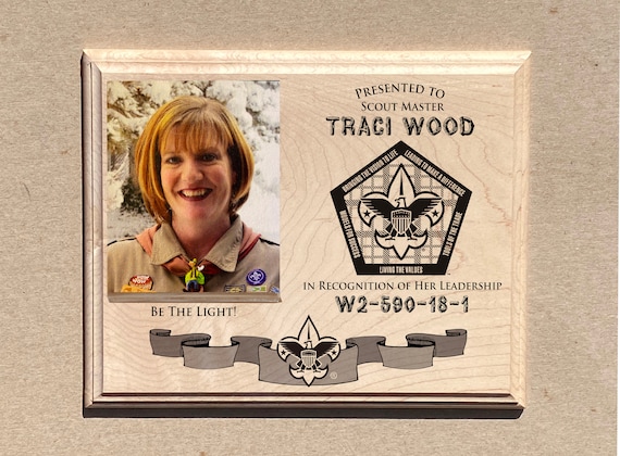 Scoutmaster commemorative plaque, Scoutmaster plaque, Scout leader plaque, Woodbadge plaque, BSA1422