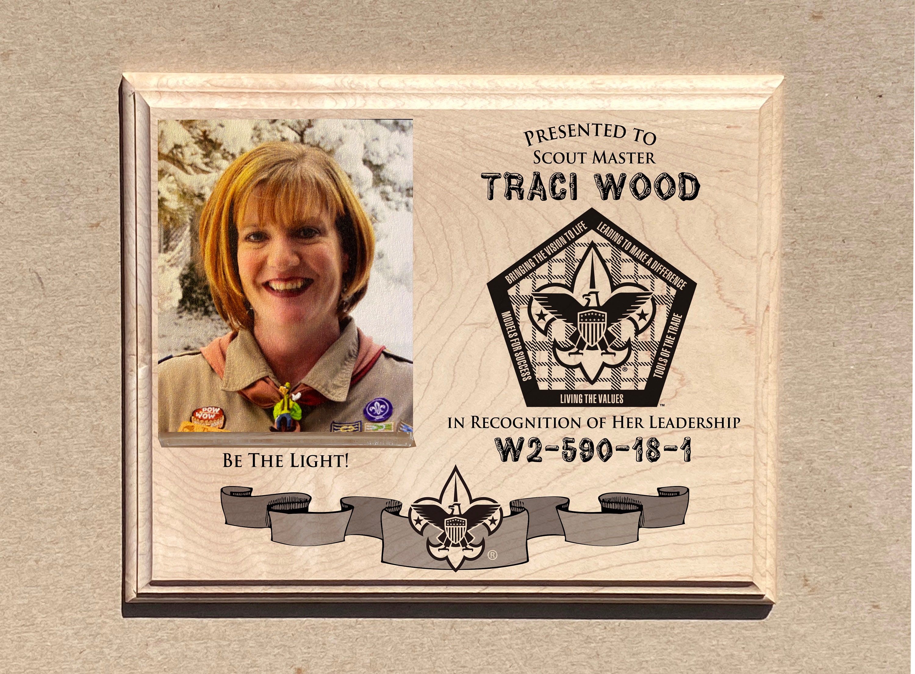 Wood Badge Plaque - Stripes Design - Vertical