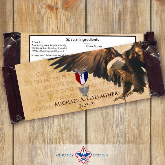 Eagle Scout candy bar wrappers, Eagle Scout Court of Honor, Hersheys chocolate bar wrappers, Court of Honor, BSA0204