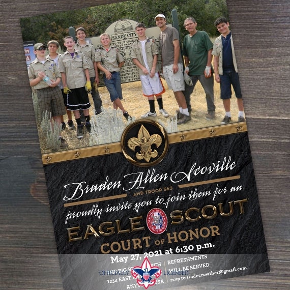 Eagle Scout court of honor invitation, single sided invitation, Boy Scouts of America invitation, Court of Honor, BSA1101