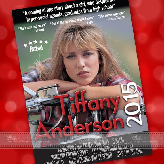 graduation announcement, graduation invitation, movie poster graduation announcement, movie poster graduation, cinematography grad, IN391