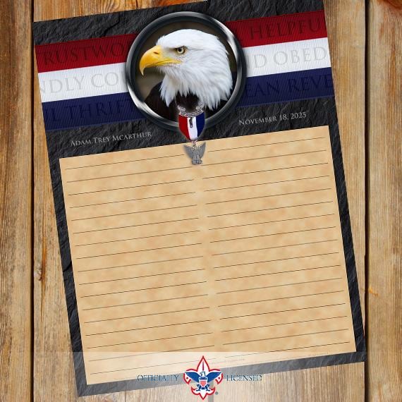 Sign-In Sheet, Eagle Scout Court of Honor, Customized, Court of Honor, BSA, BSA0505