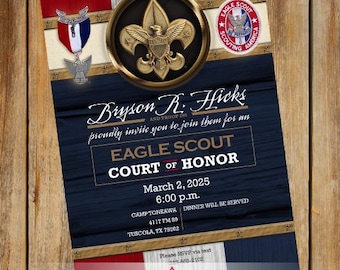 Character Eagle Scout court of honor invitation, single sided invitation, Scouting America invitation, Court of Honor, BSA0901