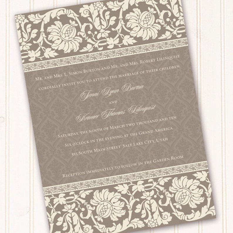 Wedding Invitations Bridal Shower Invitations Smoky Gray Etsy