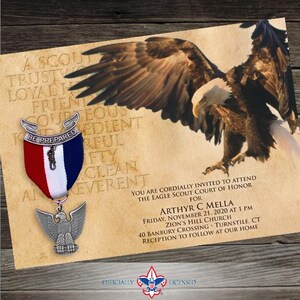 Leadership Eagle Scout court of honor invitation, double sided invitation, Court of Honor, Scouting America invitation, BSA0201 image 4