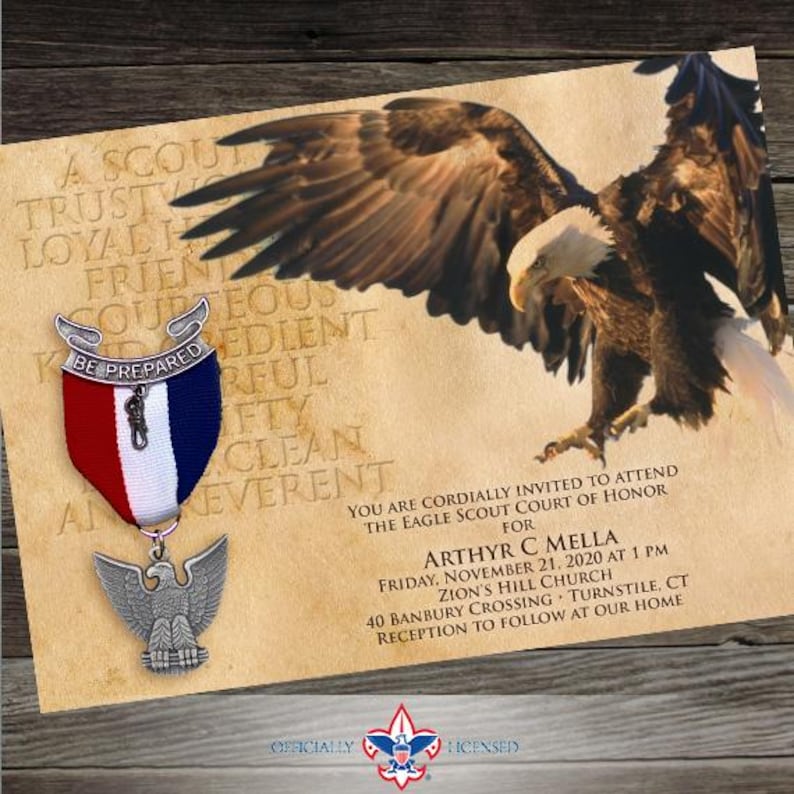 Leadership Eagle Scout court of honor invitation, double sided invitation, Court of Honor, Scouting America invitation, BSA0201 image 4