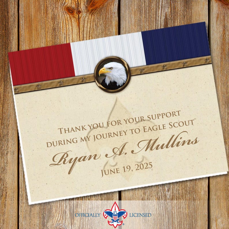 Integrity Thank You Cards, Eagle Scout, Customized, Court of Honor, BSA0402A image 1