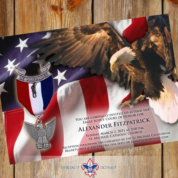 Eagle Scout court of honor invitations, double sided, Court of Honor invitation, Scouting America invitation, BSA0801