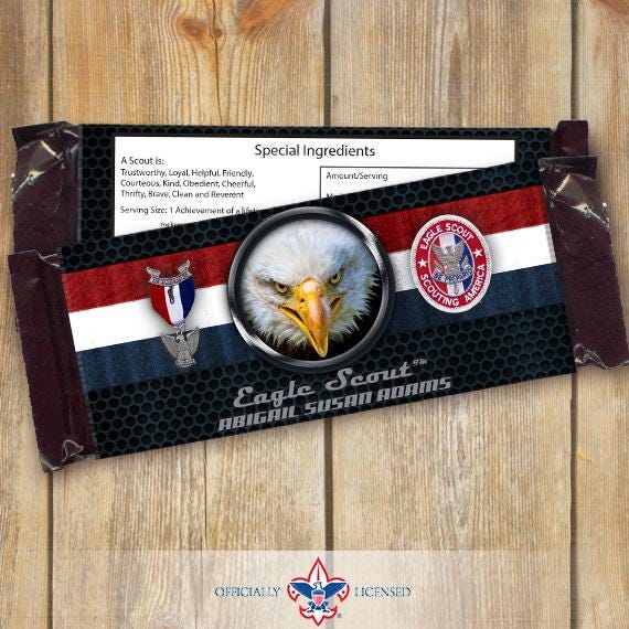 Eagle Scout candy bar wrappers, Eagle Scout Court of Honor, Hersheys chocolate bar wrappers, Court of Honor, BSA1004
