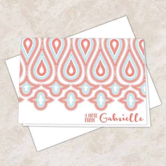 personalized notecards, turquoise thank you cards, red thank you notes, 4.25x6 notecards, teacher appreciation, NC134