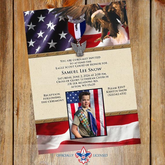 Citizenship Eagle Scout court of honor invitation, single sided, Scouting America invitation BSA0801B