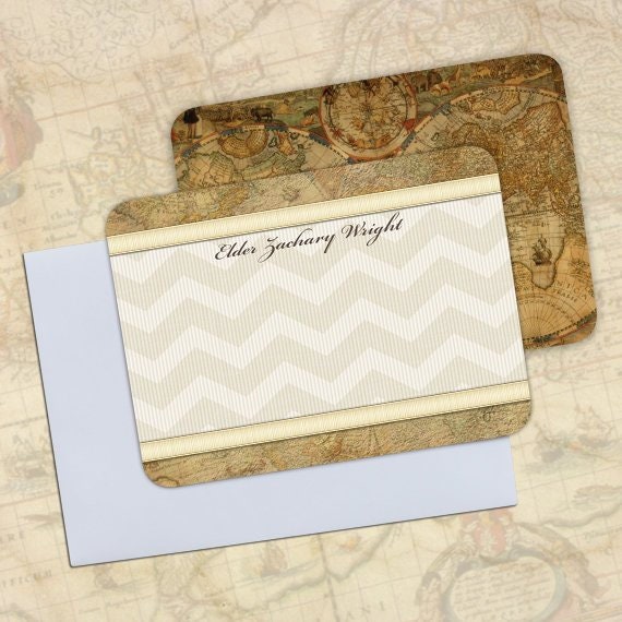 personalized notecards, notecard set, thank you cards, personalized stationery, missionary stationery, world map stationery,  NS167