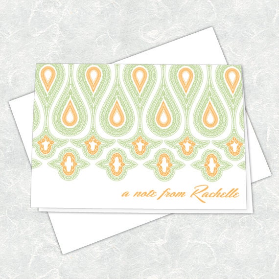 thank you cards, teacher appreciation gift, personalized notecards, tangerine thank you cards, sage green thank you notes, NC133