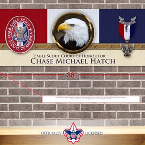 Eagle Scout banner, Eagle Scout Court of Honor banner, BSA, custom banner, 12"x38" banner, BSA0418