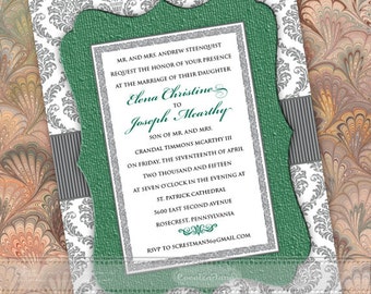 wedding invitations, green wedding invitations, wedding invitations and rsvp, bridal shower invitations, wedding package, IN376