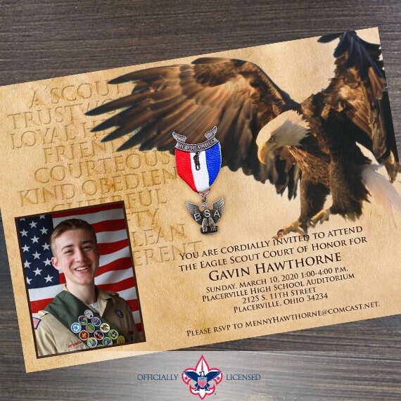 Eagle Scout court of honor invitation, single sided invitation, Boy Scouts of America invitation, Court of Honor, BSA0201